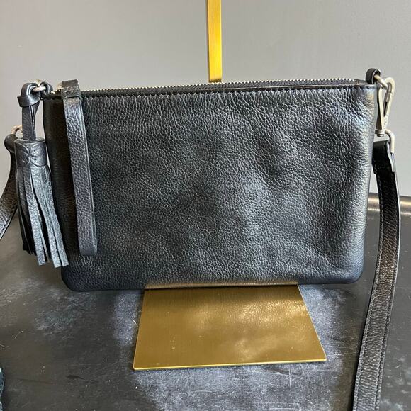 J Jill Perfect Convertible Crossbody Purse Black Pebbled Leather Bag - Picture 1 of 9